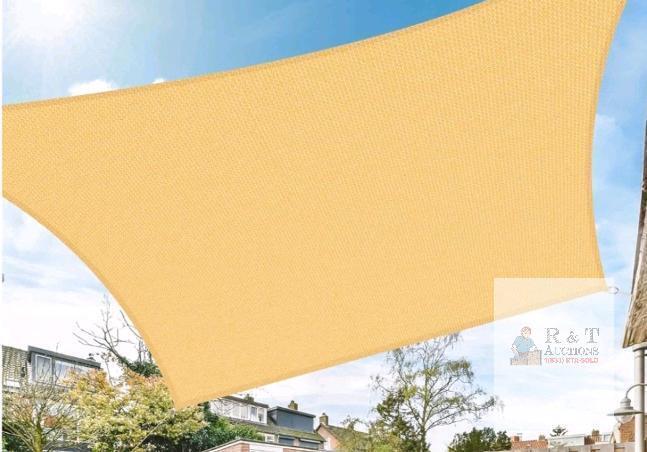 NEW 185 GSM HDPE Rectangular Sun Shade Sail, Sand Color, Includes Ropes