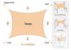 NEW 185 GSM HDPE Rectangular Sun Shade Sail, Sand Color, Includes Ropes - 2
