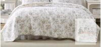 NEW Laura Ashley Queen Size Reversible Beige Floral Quilt, 80% Cotton - Revman