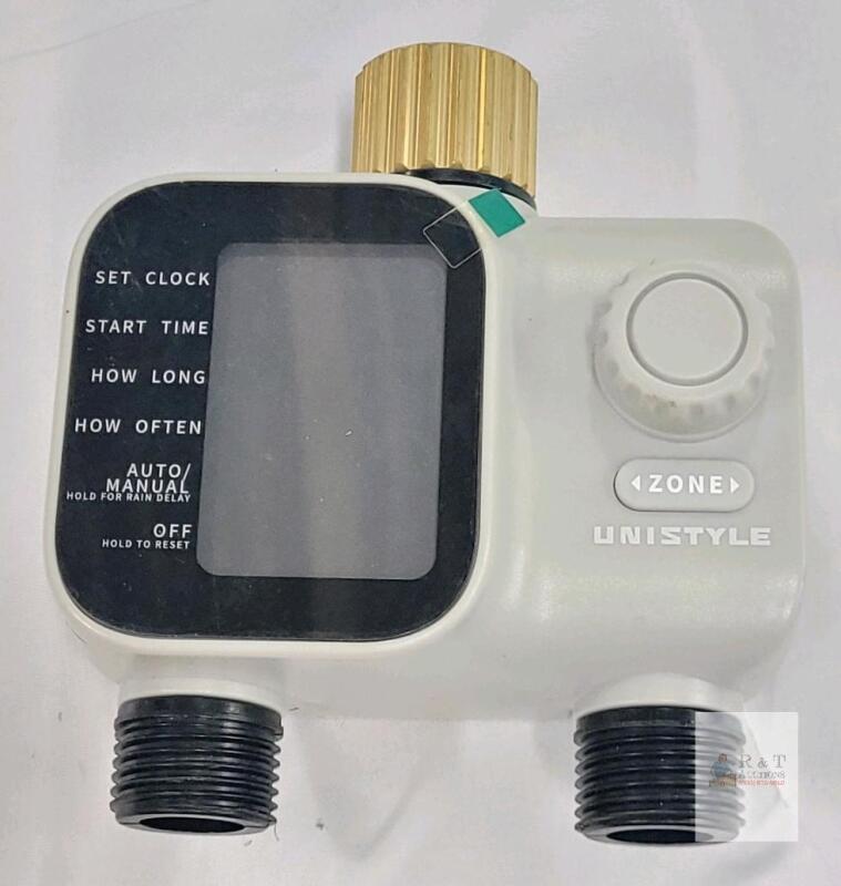 UNISTYLE WT-02D Digital Water Timer, Dual Zone, LCD, IP55, 3/4" Hose, 7.25&ndash;116 PSI Range