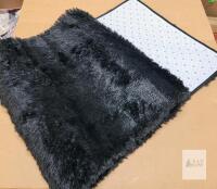 NEW Black Shag Area Rug, 2x6 ft, Anti-Slip, Washable, Polyester Surface, Fluffy Faux Fur Style