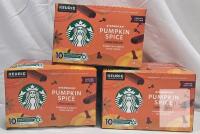 3 (BB2025MAR23) Starbucks Pumpkin Spice Kurig Pods 10 Pack
