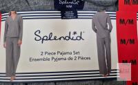 NEW Splendid 2 Piece Pajama Set, Women&rsquo;s, Grey, Medium, 100% Polyester, Waffle Knit, Button Top