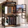NEW HDG006-WOD Record Player Stand with Mesh Partition and LP Rack