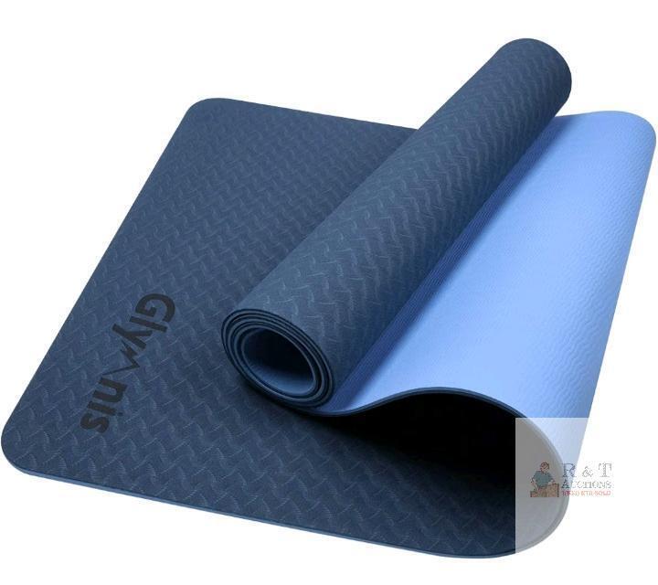 Glymnis Yoga Mat, 72"x24", 6mm TPE, Non-Slip Double-Sided Blue, Carry Strap, SKU X004YTN6AP