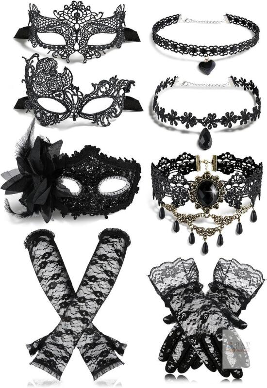 New Masquerade Costume Accessory Set with Gloves &ndash; One Size