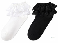 Designed for Everyday Living Women&rsquo;s Lace Socks &ndash; 2 Pairs, Black & White
