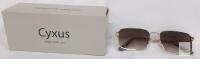 Cyxus 1366W06 Women's Square Sunglasses, Gold Frame, Brown Gradient Lenses, UV400, Case/Box