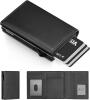 Mens Wallet Card Holder - Slim Wallet for Men - Pop up Smart Card Case for 9-11 Card Capacity | 1 ID Window | Cash Slot - Front Pocket - RFID Blocking BLACK