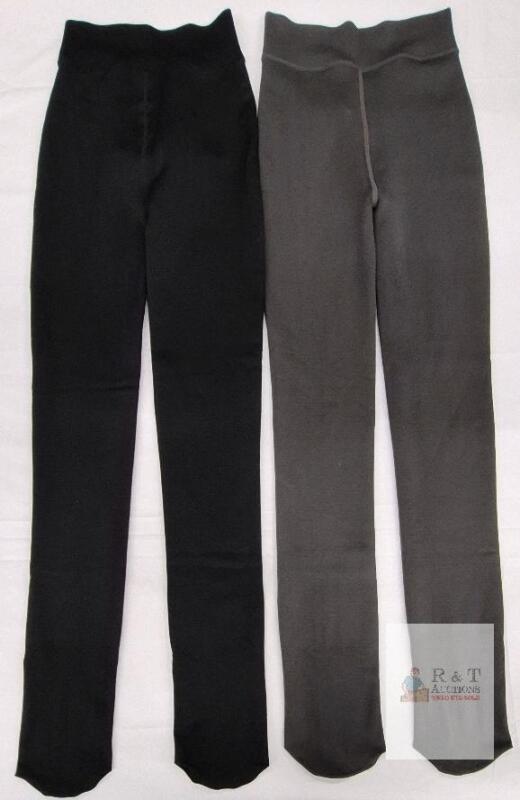NEW Women's Size 6 Fleece-Lined Leggings, 2-Pack Black & Grey, High Waist, Polyester-Spandex, Thermal