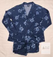 NEW Splendid Medium Blue Floral Button-Front Pajama Set, Long Sleeve Top & Bottom, Made in Cambodia
