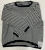 NEW AOISAGULA Women's Black White Striped Crew Neck Long Sleeve Sweater, Size Large,