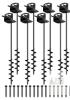 NEW 25.5" Steel Ground Anchor Kit, Auger Type with Multi-Functional Brackets, Set of 8, Black Finish