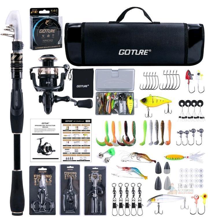 GOTURE Telescopic Fishing Rod Combo, 6.6ft Rod, 66-Piece Lure Set, Spinning Reel, Carry Case