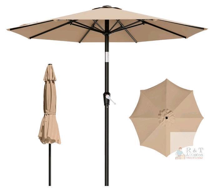 NEW AreShark 10 FT Beige Patio Umbrella with Crank Lift, Steel Frame, Tilt Function, Wind Vent