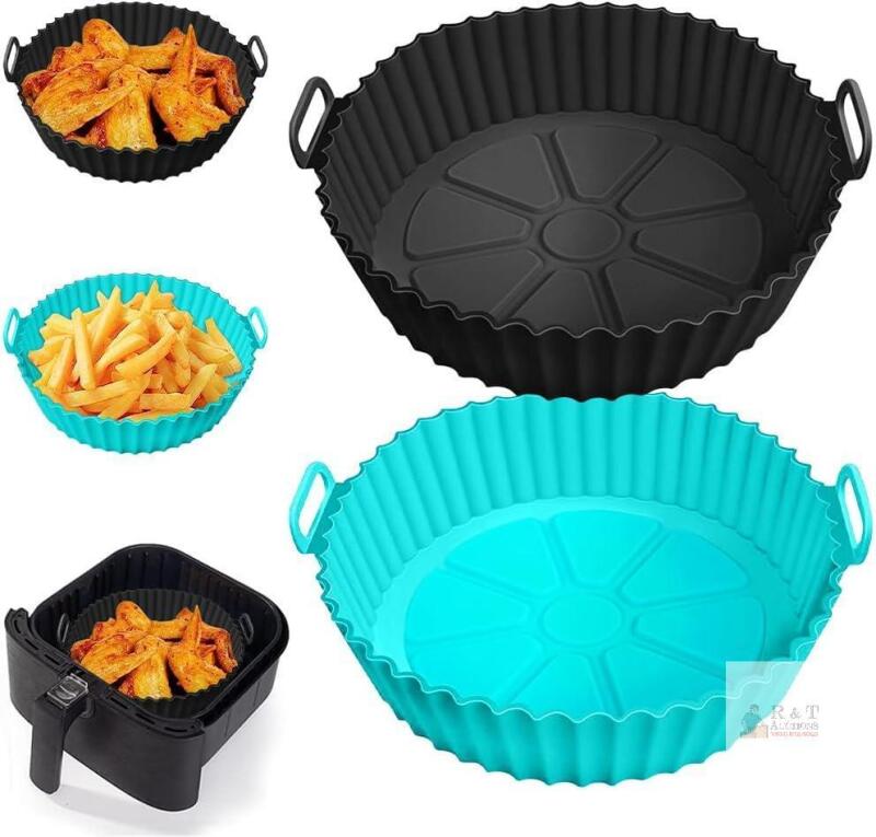 New Silicone Air Fryer Liners for Ninja AF101 4QT AF141 5QT AF150 AF161 XL MAX 5.5QT for Ninja Foodi and Most 3-5 Quart Airfryers, Air Fryer Oven Microwave Accessories, Better than Disposable Paper Liner
