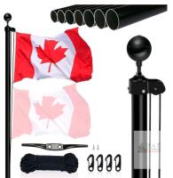 NEW NQ 20ft Black Aluminum Flagpole Kit with Ball Topper, 3x5 Canada Flag, Rope & Hardware