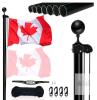 NEW NQ 20ft Black Aluminum Flagpole Kit with Ball Topper, 3x5 Canada Flag, Rope & Hardware