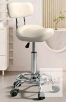 As New High-Back Saddle Stool/Chair, Adjustable Height, Padded Backrest, Eggshell White . Small mark on seat , some assembly required