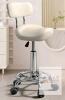 As New High-Back Saddle Stool/Chair, Adjustable Height, Padded Backrest, Eggshell White . Small mark on seat , some assembly required