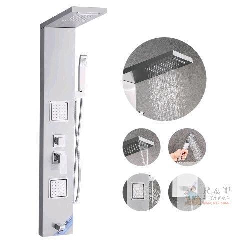 NEW WG-9122L Luxury Shower Panel, Stainless Steel, LED, 2 Modes, 6 Body Jets
