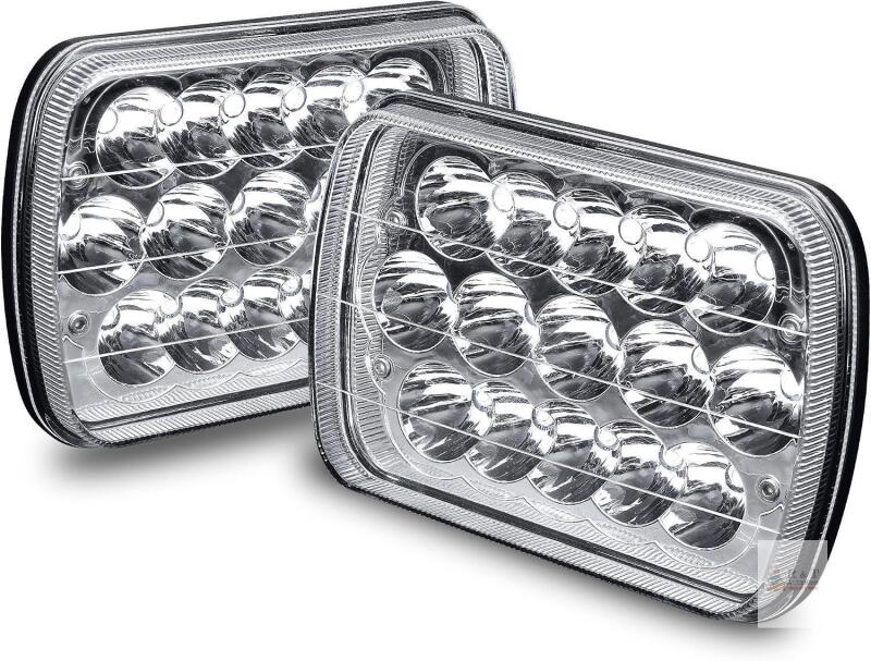 NEW 7x6 5x7 LED Headlights H6054 H4 2B1 Sealed Beam for Vans Trucks | Chrome, 6x7 Head Lamp Bulb, Fits Jeep Cherokee XJ Wrangler YJ Chevy Express Ford Econoline GMC Savana Nissan D21 Dodge