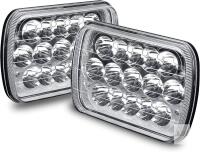 NEW 7x6 5x7 LED Headlights H6054 H4 2B1 Sealed Beam for Vans Trucks | Chrome, 6x7 Head Lamp Bulb, Fits Jeep Cherokee XJ Wrangler YJ Chevy Express Ford Econoline GMC Savana Nissan D21 Dodge