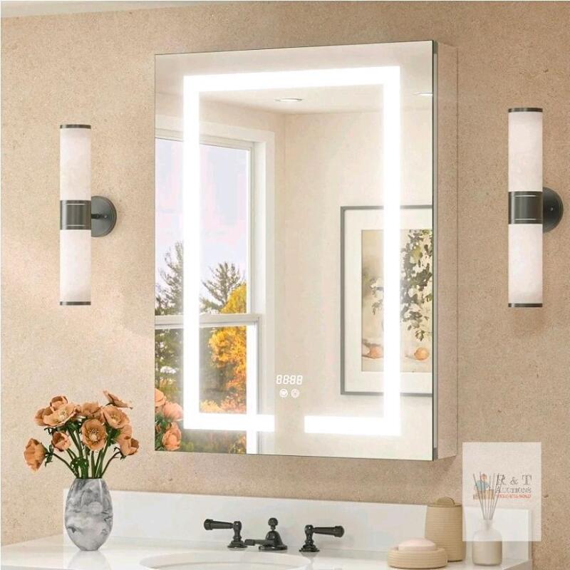 KeonJinn 24x32" LED Medicine Cabinet with Anti-Fog Mirror, Dimmable Lights, and Built-in Outlets***