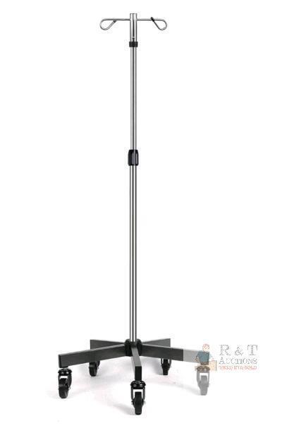NEW Konmee Adjustable IV Pole, Stainless Steel, 46.8&ndash;76.4 in Height, 5-Wheel Base, 2 Hooks