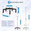 NEW Konmee Adjustable IV Pole, Stainless Steel, 46.8&ndash;76.4 in Height, 5-Wheel Base, 2 Hooks - 2