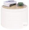 22" Round Ottoman Storage Stool/Table with Removable Lid and Wood Top - 2
