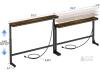 Adjustable Height 78.6" Console Table with Outlets & USB, Rustic Brown Wood Top, Metal Frame - 2