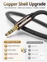 VIOY Aux Cord 30 FT, 3.5mm Male to Male Braided Auxiliary Audio Cable | Long Aux cord, 3.5mm TRS Jack, Hi-Fi lossless sound, Copper Shell, fits Headphone, Smartphone, Car Stereo, Speaker, Echo