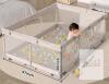 Large Beige Children's Playpen with Mesh Sides and Zipper Door, 71"x47"x26" - 3