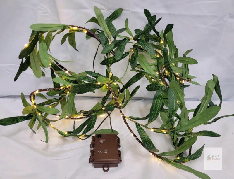 6-Foot Artificial LED Lighted Garland with Timer and Battery Operation