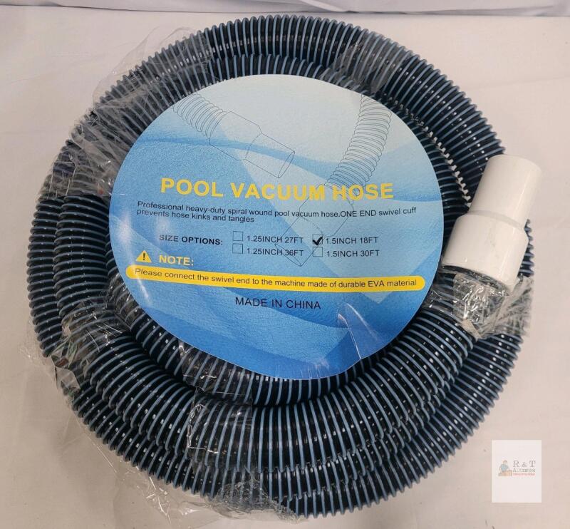 18 ft 1.5" Pool Vacuum Hose with Swivel Cuff, Heavy-Duty Spiral Wound Construction
