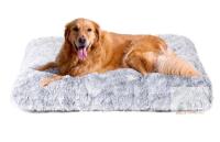 EHEYCIGA Orthopedic XL Dog Bed, 41 x 27.5 x 3.5 in, Gray, Plush Sherpa Cover, Non-Slip Bottom