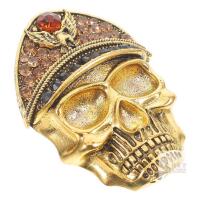 New Gold-Tone Rhinestone Skull Brooch Set, Model 19085590