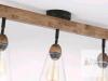 3-Light Rustic Farmhouse Ceiling Light Fixture with Glass Shades and Wooden Bar - 3