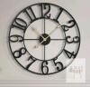 16" Black Metal Wall Clock with Gold Hands, Silent Quartz Movement, Easy-to-Read Oversized Numbers