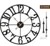 16" Black Metal Wall Clock with Gold Hands, Silent Quartz Movement, Easy-to-Read Oversized Numbers - 2