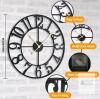 16" Black Metal Wall Clock with Gold Hands, Silent Quartz Movement, Easy-to-Read Oversized Numbers - 3