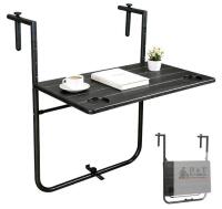 Adjustable Folding Balcony Railing Table, 24"x14", Cup Holders, Outdoor/Indoor, Serial X004WQ8NIP