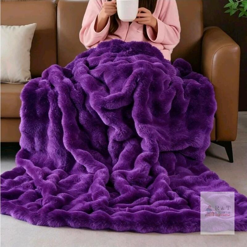 BlanketSolution Purple Faux Fur Throw, Double-Sided Plush Blanket, 60x80 in, 860 GSM, Machine Washable