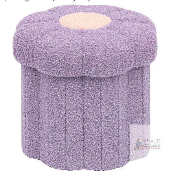 NEW Ornavo Home Boucle Flower Storage Ottoman, Lavender, 12.6" x 12.6", 300 lbs Capacity