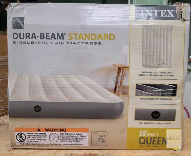 Intex Dura-Beam Standard Queen Air Mattress, 10" Height, 600 lb Capacity, Blue