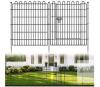 32" H x 29" W Black Metal Animal Barrier Fence with Gate, 5 Panels, No-Dig Installation
