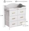 NEW White Nursery Changing Table Dresser with 6 Fabric Drawers and Side Pockets - 3