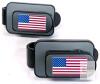 NEW Set of 2 Black Car Sun Visor Sunglasses Clips with American Flag Sticker