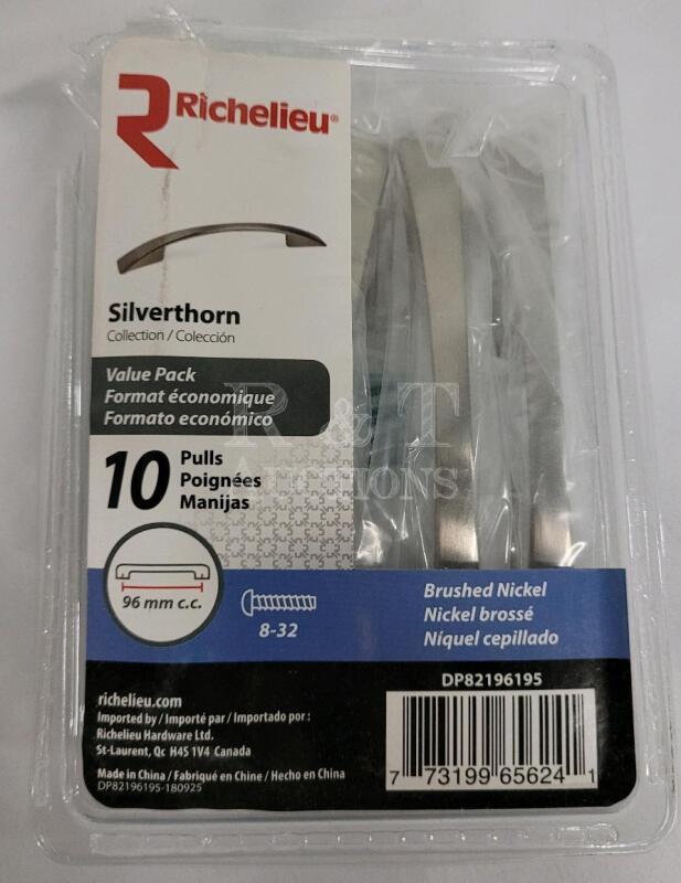 Richelieu Brushed Nickel Drawer Pulls , 10 Pack - New